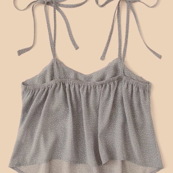 Polka Dot Chiffon Crop Top - Picture 2 of 2